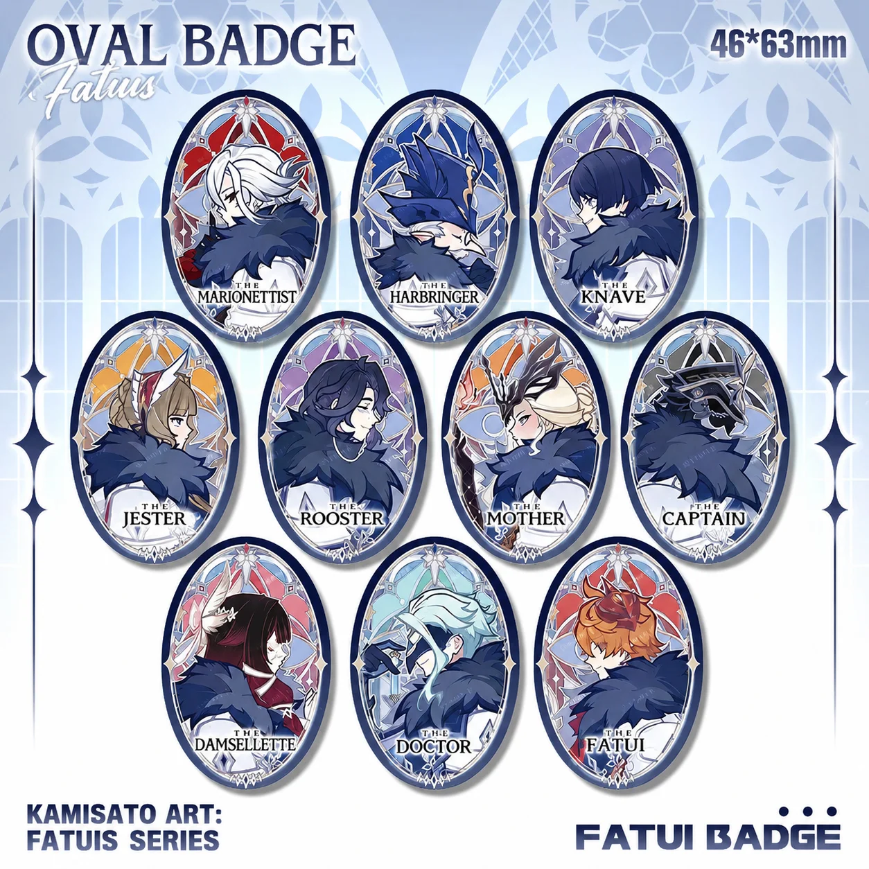 1PC Genshin Impact Tartaglia Arlecchino Scaramouche Shining Oval Badge Collectible Gacha Anime Pin Set For Cosplay Costume Acces