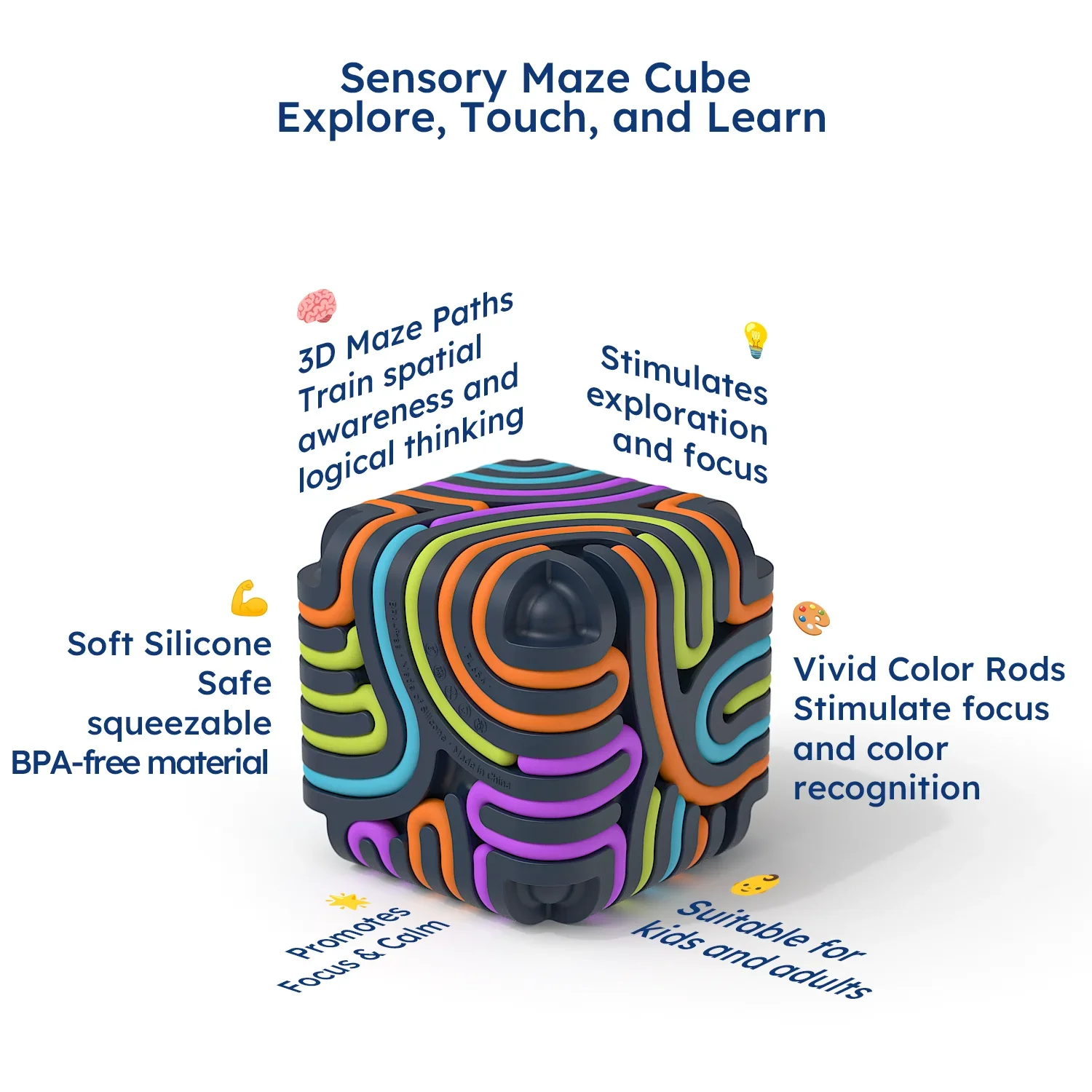 Labirinto sensoriale Cubo Attività sensoriale Scheda attività sensoriale in silicone Giocattoli educativi per bambini Cubo antistress per bambini