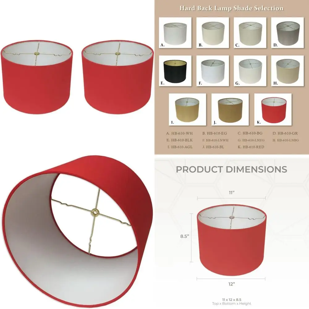 

Абажуры в твердом переплете для мелких барабанов — 11 x 12 x 8,5 красные, 2 шт., для домашнего декора и улучшения освещения