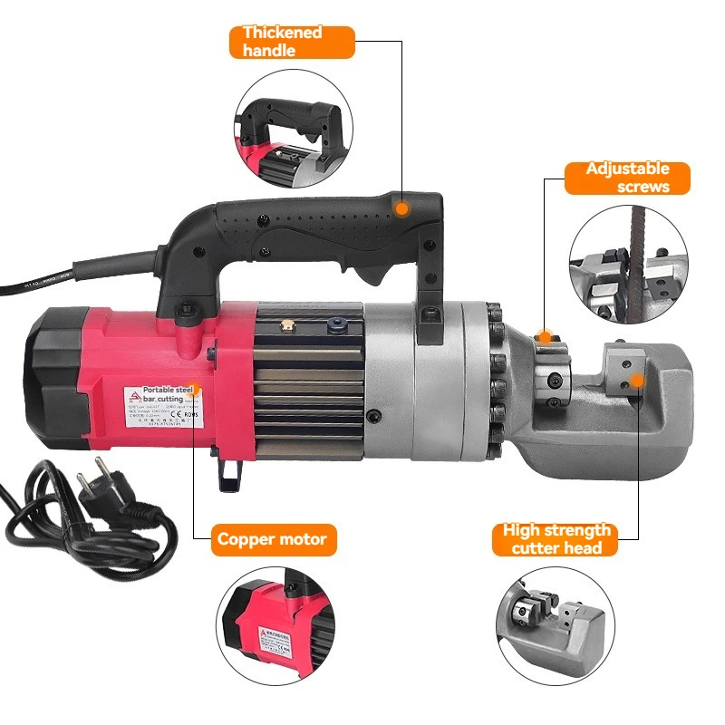 GQ-16L/20T Electric Hydraulic Rebar Shears Cutting Scissors Pliers 4-20mm Range 2-2.5s Speed 220V/110V for Construction