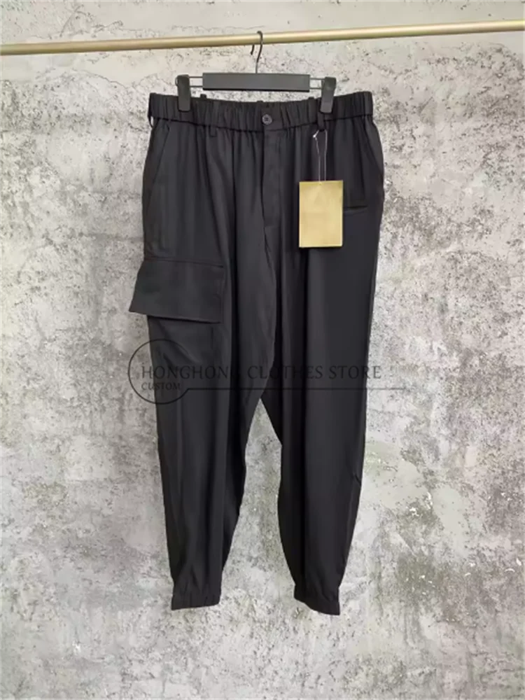 Multi-pocket functional loose workwear fabric pants, Japanese-style retro elasticated ankle design trendy loose pants