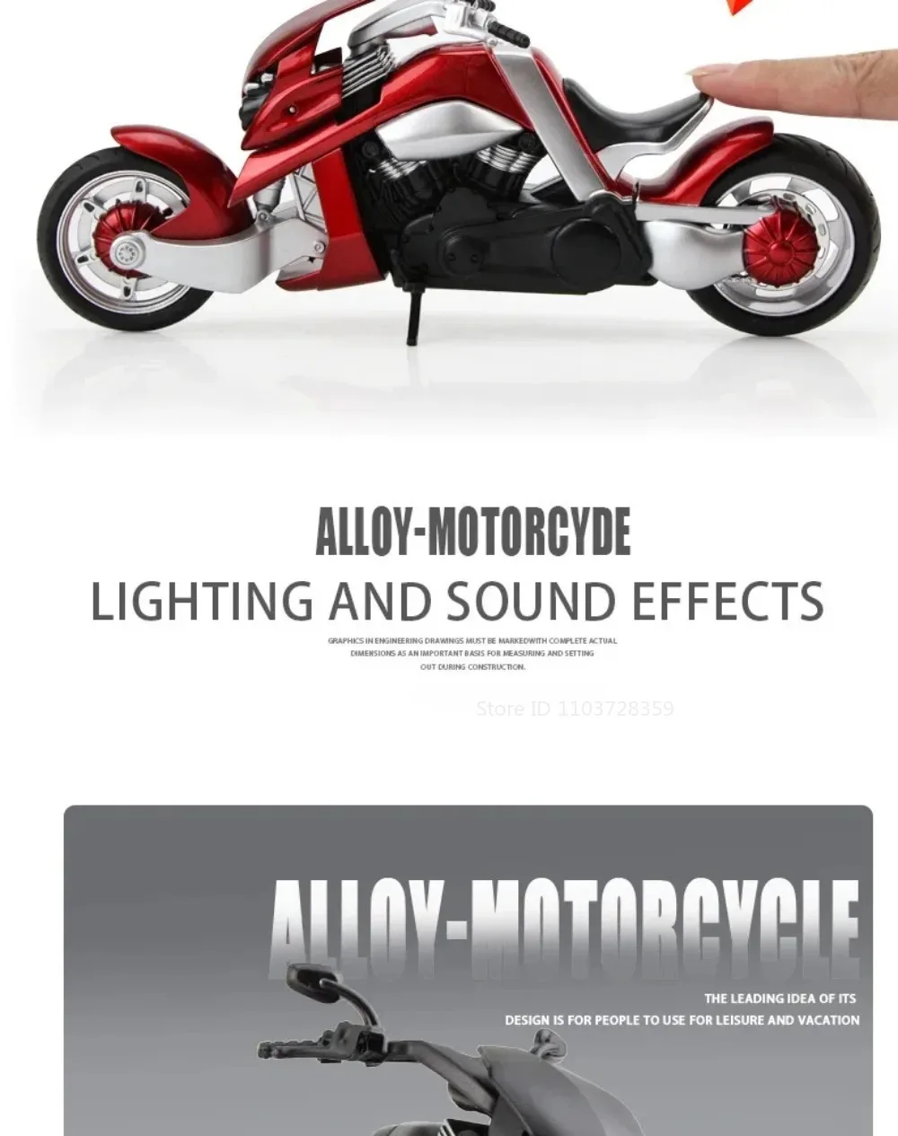 Maßstab 1:12 R3 V-REX Motorrad Modell Spielzeugauto Metallgehäuse Gummireifen Verknüpfung Lenkmotor Modelle Kinder Hobby Spielzeug – Detail 15