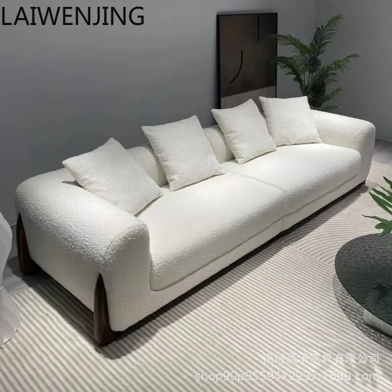 

HLZ lamb wool fabric three-person sofa wabi-sabi style living room simple fashion light luxury furniture