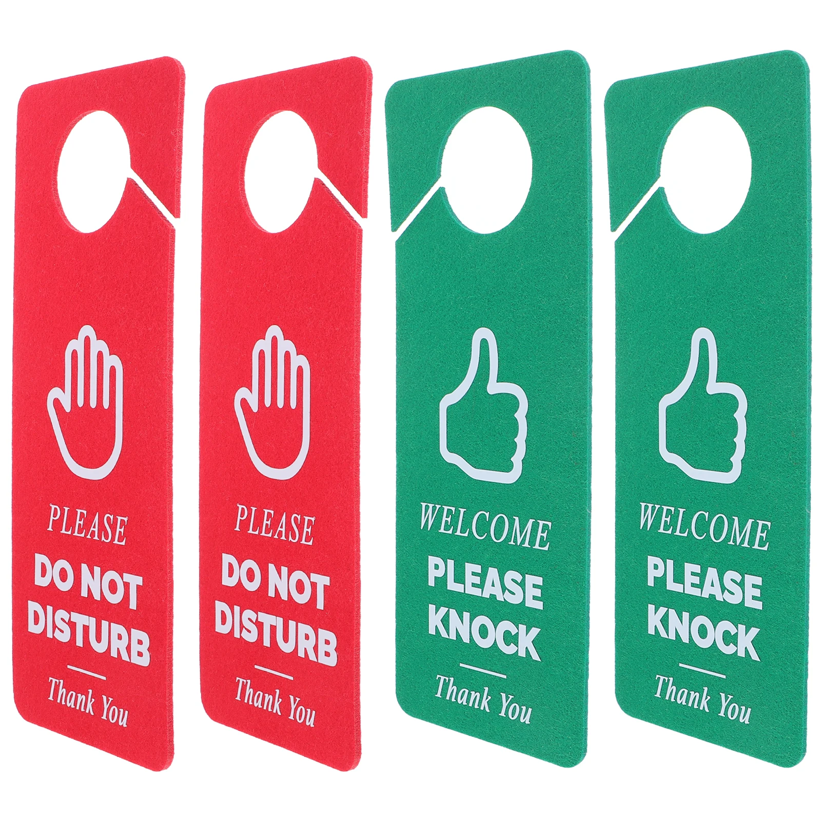 

4Pcs Felt Door Hanger Sign Set with Do Not Disturb and Welcome Messages Hanging Door Knob Sign for Hotel Office Dorm Bathroom