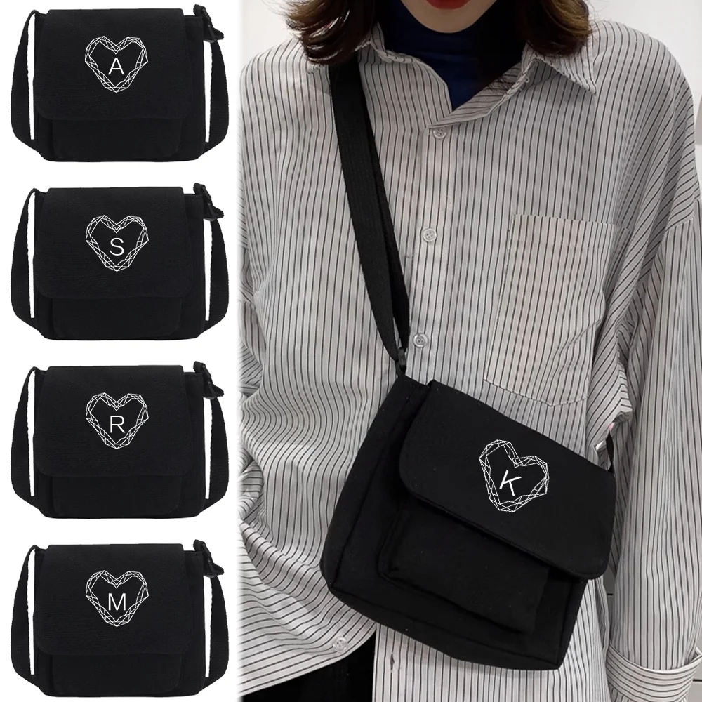 Crossbody Bag Canvas Shoulder Packet Youth Casual Version Postman Case Women Travel Messenger Bags Letter Print Handbag