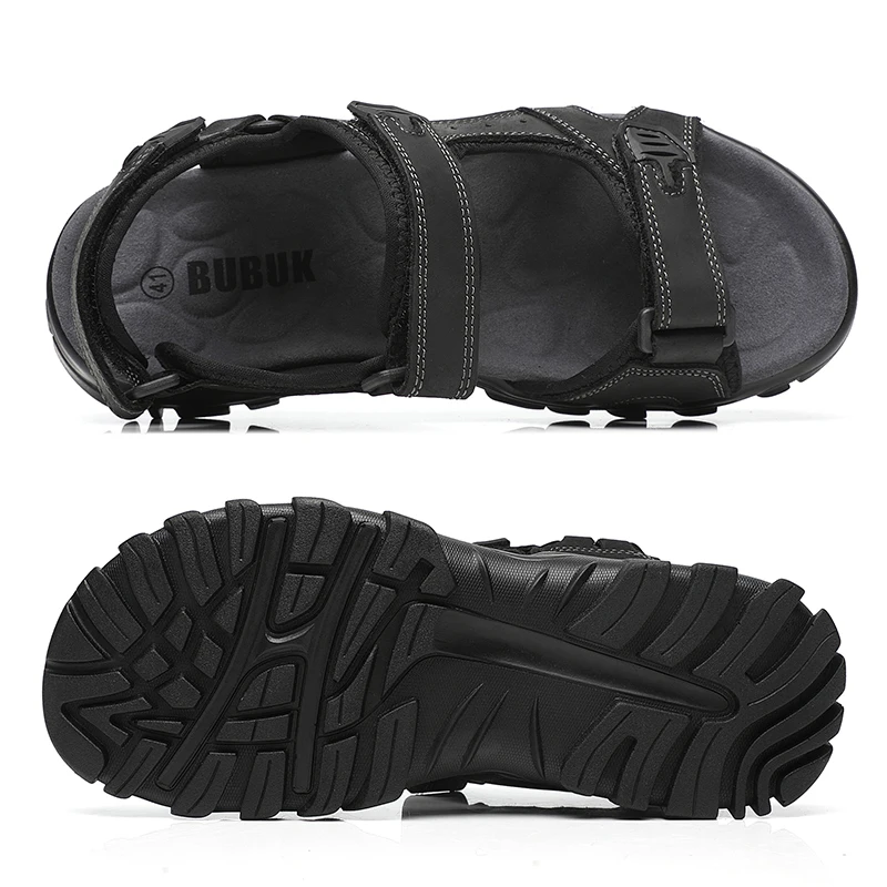 Herren-Sportsandalen aus Rindsleder, offene Zehenpartie, rutschfeste Outdoor-Sandalen, lässige Herrenschuhe, modische Outdoor-Strandschuhe, leicht und bequem, können von Männern und Frauen getragen werden, geeignet für Outdoor-Wanderungen, Reisen, usw. – Detail 13