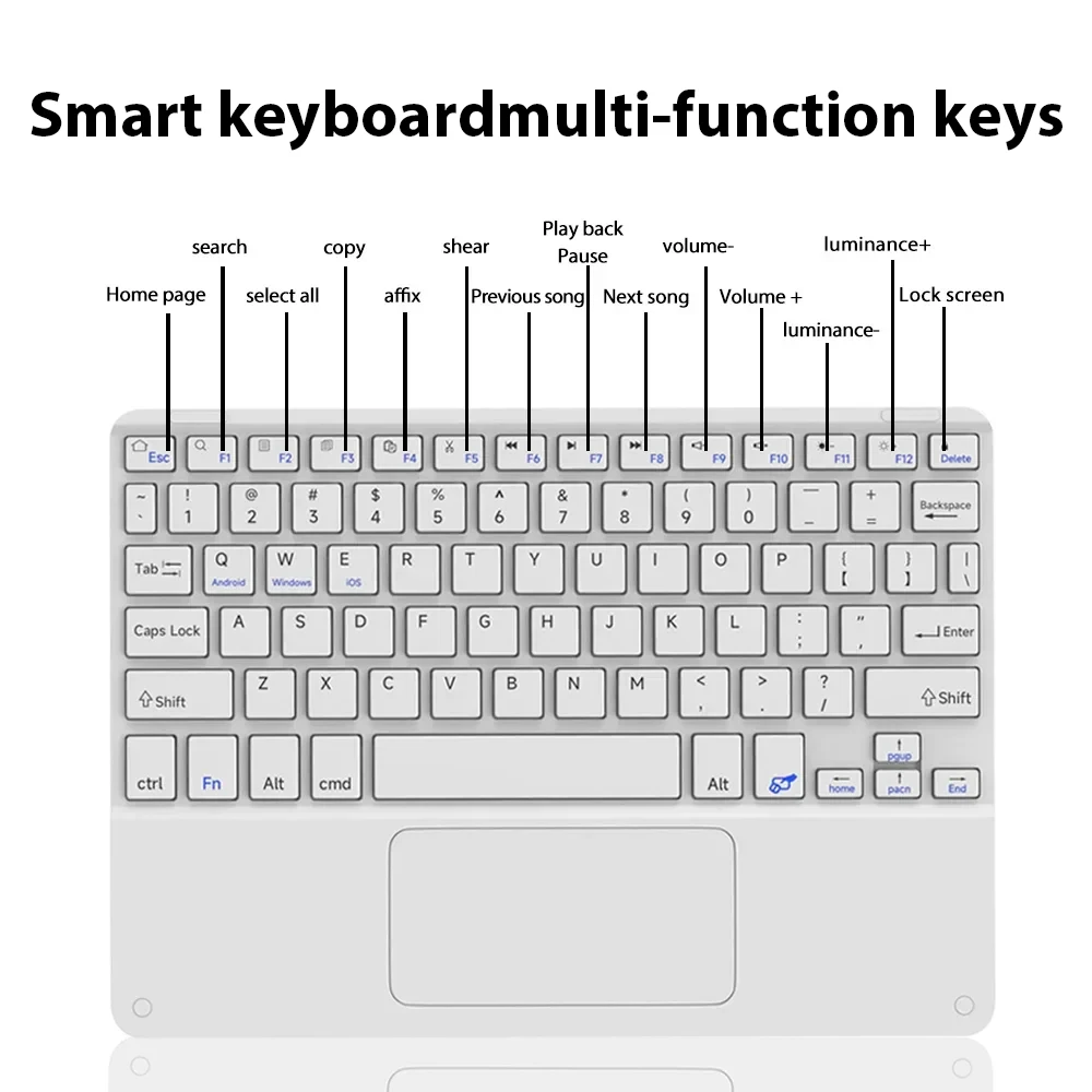 لوحة مفاتيح بلوتوث لاسلكية لنظام أندرويد IOS ويندوز الهاتف المحمول اللوحي لوحة المفاتيح التي تعمل باللمس ملحقات لوحة مفاتيح الهاتف المحمول