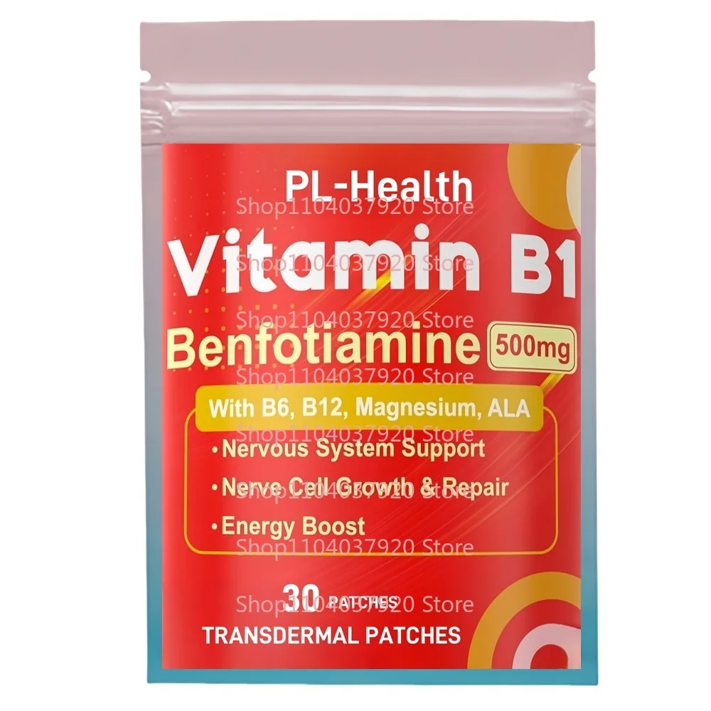 

30 Patches Benfotiamine Transdermal Patches Vitamin B1 B6 B12 Complex for Energy Plus Healthy Nervous System