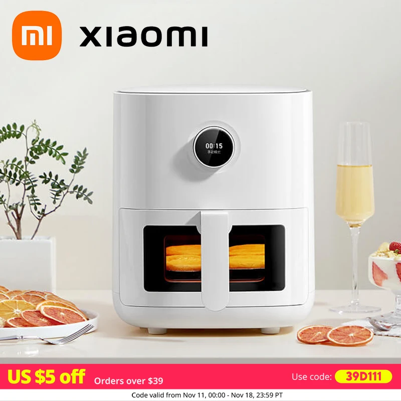 XIAOMI MIJIA Air Fryer Pro 4L Smart Hot Oven Cooker Viewable Window APP Timing OLED Screen Without Oil 360° Hot Air Deep Fryer