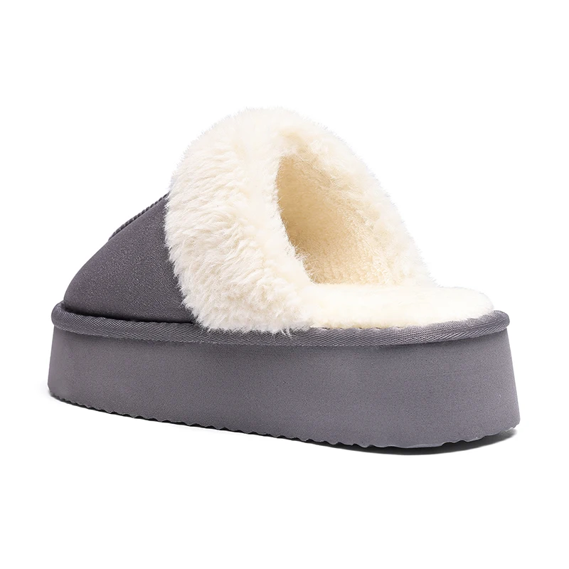 Litfun Fuzzy Platform Slippers For Women Winter Warm House Shoes With Memory Foam Outdoor Anti-Slip Fashion Fur Fluffy Slippers