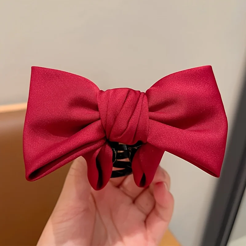 3er-Set glatte Satin-Haarschleifen-Clips, große, feste Scheiben-Haarspangen für Damen, für den Alltag, Dating, temperamentvolles Haar-Accessoire, Haarbündel-Haarschmuck – Detail 6