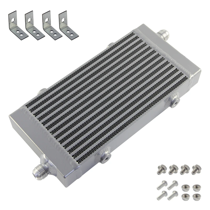 Universal Dual Pass  /  Single Cross Flow  Bar & Plate Oil Cooler - SMALL  Silver & Black