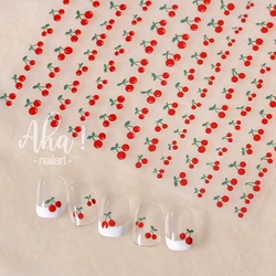 1 unidad de pegatinas 3D para decoración de uñas de cereza y fruta, autoadhesivas de limón de verano, calcomanías DIY, decoración de uñas, accesorios de manicura deslizantes # Aha