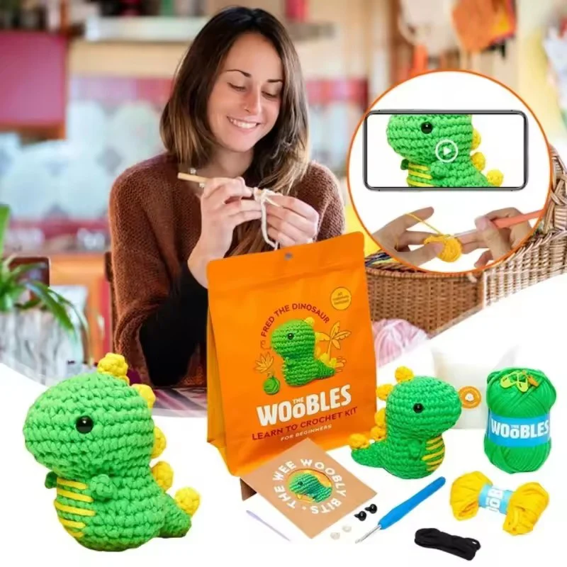 

Multi Functional Crochet Stuffed Penguin Rabbit Animal Kit Crochet Handmade DIY Crochet Kit Non Finished Beginner Crochet Kit