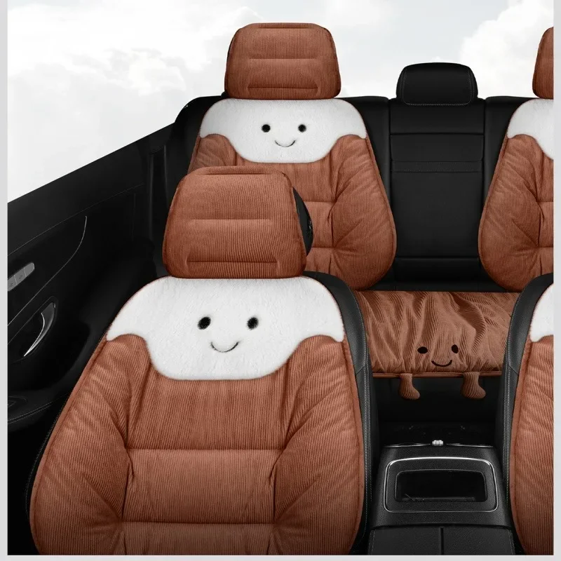 

Подушка автомобильного сиденья, толстый и теплый вельветовый передний чехол и спинка одного сиденья подходит для комфорта зимы.