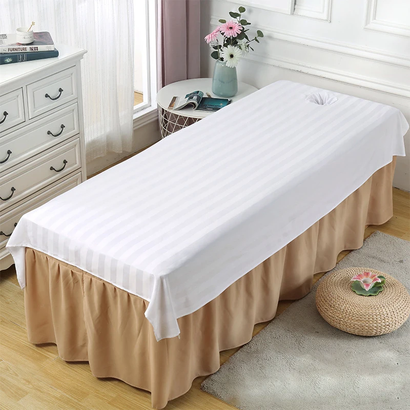 Reusable Beauty Massage Table Cover Bed Sheet Spa Bed Salon Couch Sheet With Face Hole Cotton Breathable Solid Color Bedspread