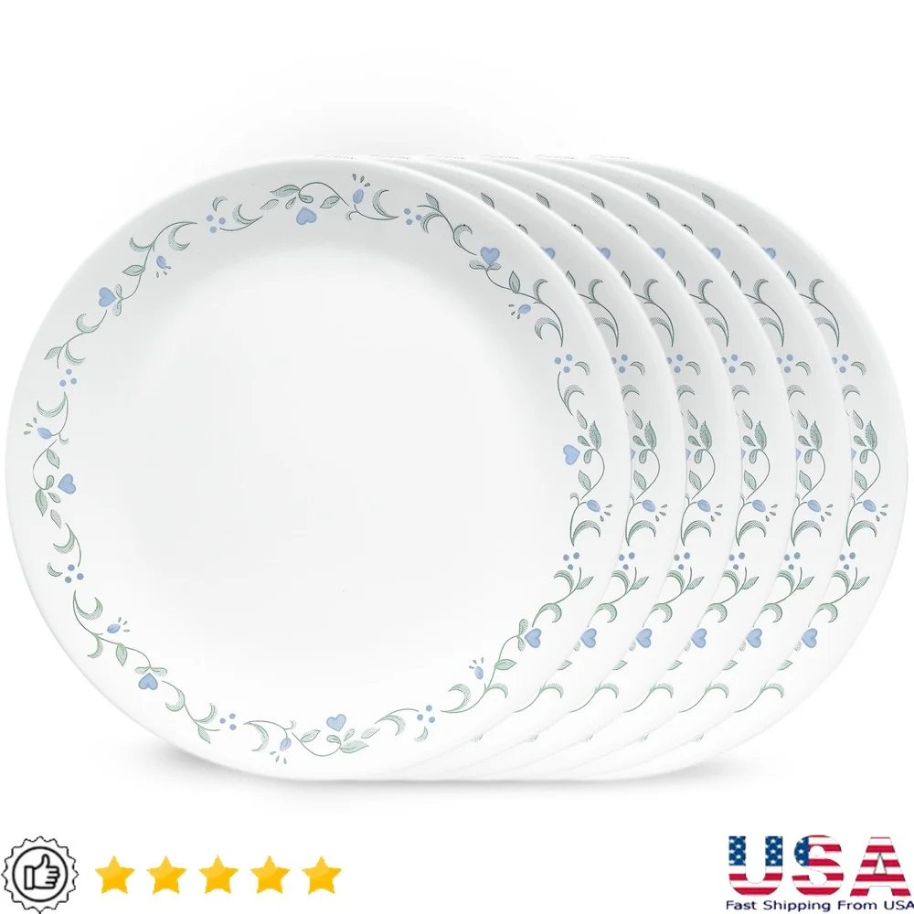 

8.5 Inch Glass Salad Plate Set of 6 Lightweight Stackable Dishwasher Safe Floral Design Durable Eco-Friendly Vitrelle Glass