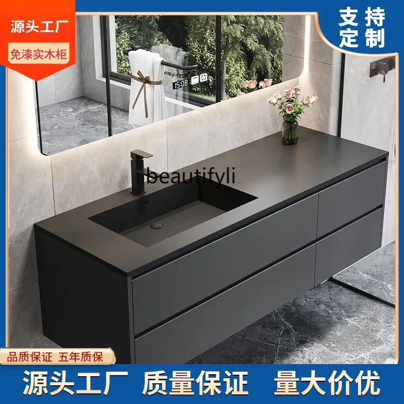 Stone Plate-in-One Bathroom Cabinet Combination Hand Washing Inter-Platform Basin Bathroom Hotel Bathroom Cabinet