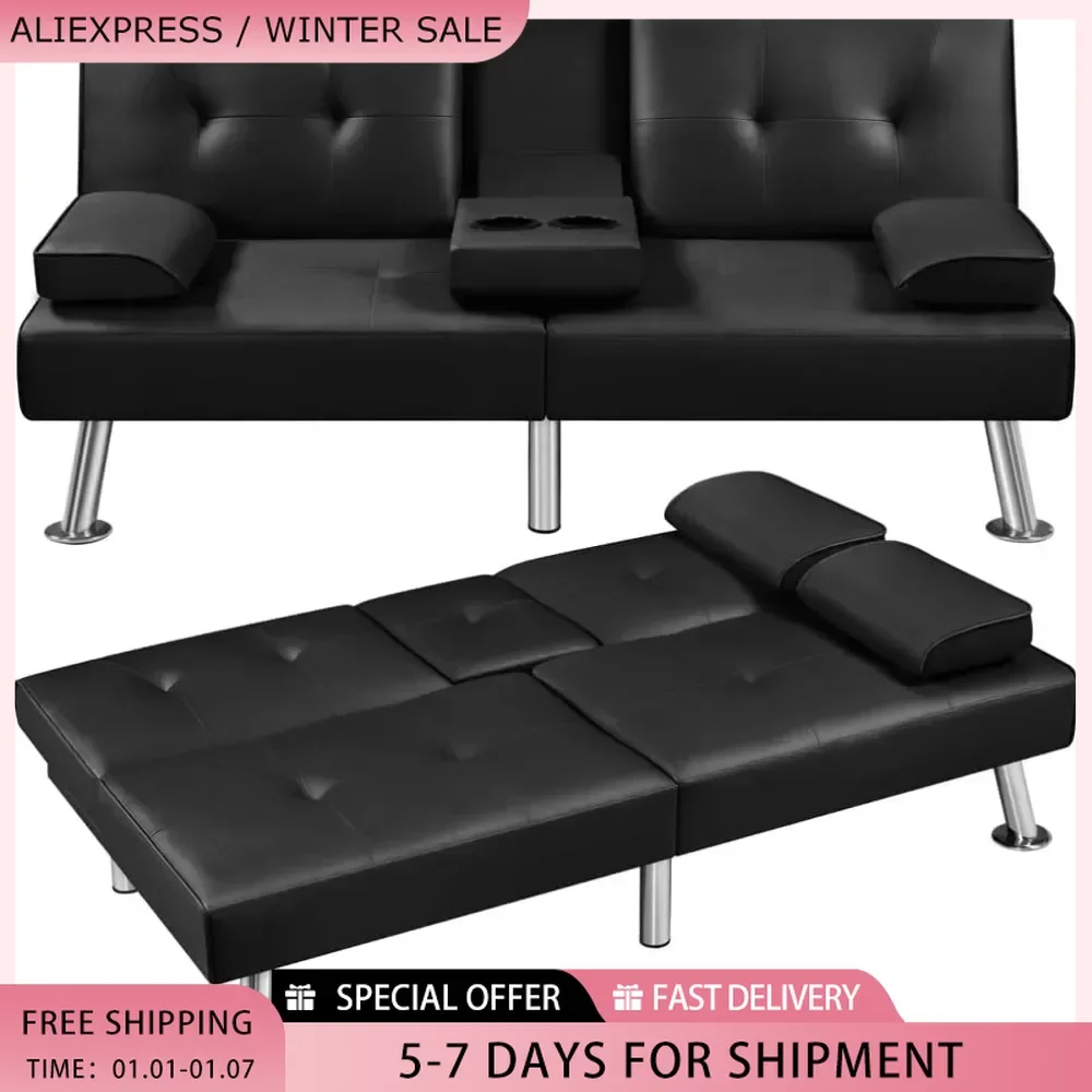 Sofa Bed Adjustmentsofa Double-sided Doublesofa Folding Sofa Bed Guestbed,cupholder,Bed Modern Artificial Leather Lounge Chair