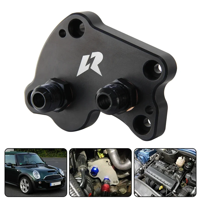 

Aluminum Black AN10 Oil Cooler Filter Adapter Plate For BMW Mini Cooper S Supercharger R50 R52 R53 1.6L Engine Turbo 2002-2006
