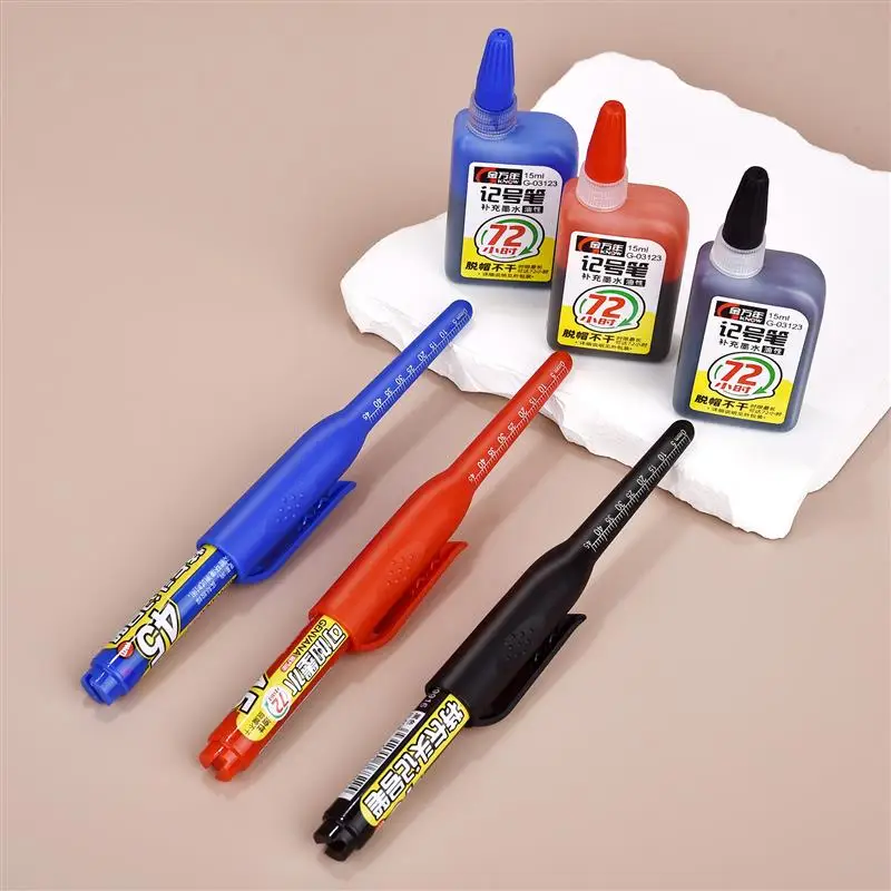 45mm Waterproof Deep Hole Marker Pens Long Nib Head Carpenter Pen Black/Blue/Red Ink For Multi-Purpose Woodworking Hand Tools ﻿