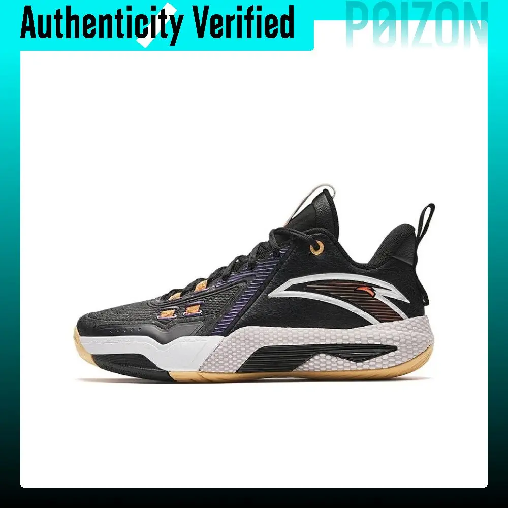 Anta Speed Battle 5 Textile, Synthetic Leather, TPU Cushioning, Wear Resistant Mid top Basketball Shoes Men's Black 112341113-9