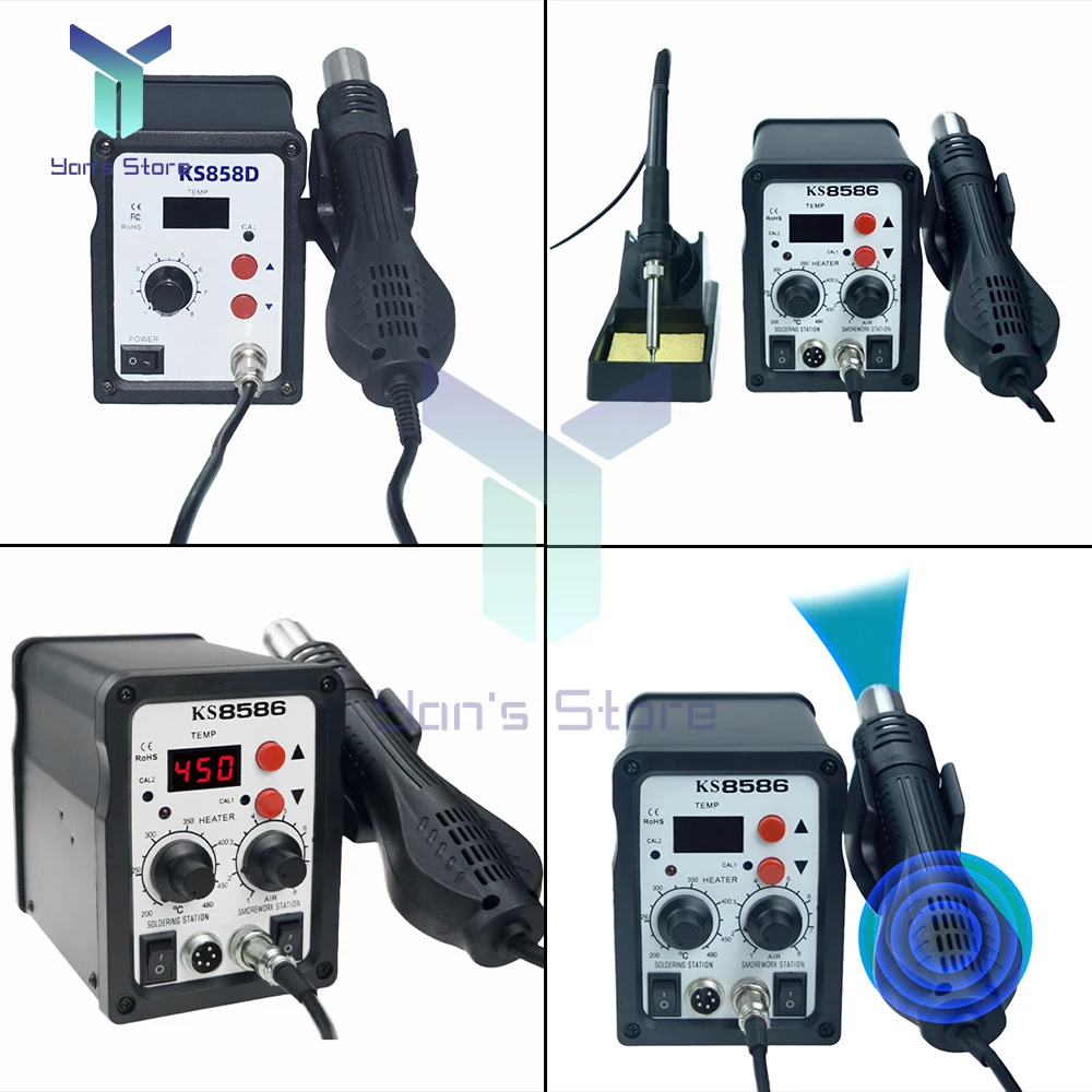 8586 LED Digital Soldering Station Hot Air Gun Rework Station Electric Soldering Iron For Phone PCB IC SMD BGA Welding 700W