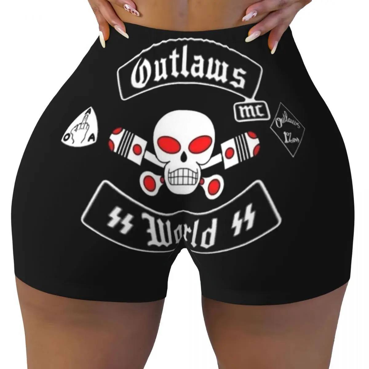 Shorts de ioga personalizados Outlaws Mc Support Mulheres Ginásio Treino Correndo Calções de motociclista de vôlei atlético