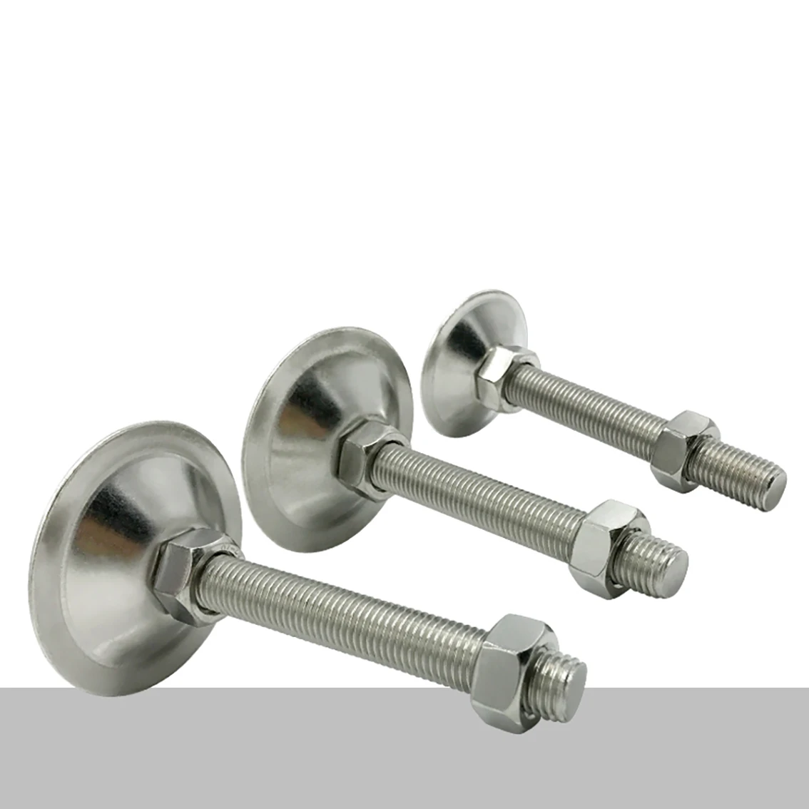 1PCS 304 Flat Bottomed Bell Mouth Stainless Steel Horizontal Adjustment Foot Cup Chassis Dia 80mm 100mm Fixed Foundation Screw