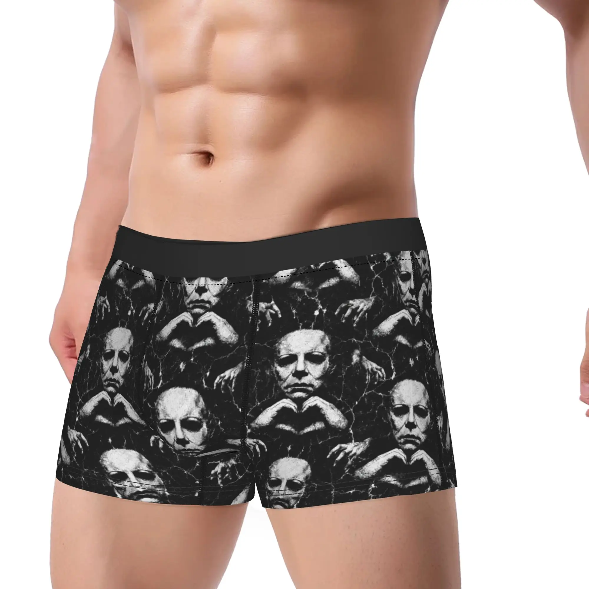 Slasher Heart Hands Creepy Halloween Graphic Masked Horror Underwear  Males Shorts Briefs Sexy Soft Trunk Large Size Underpants