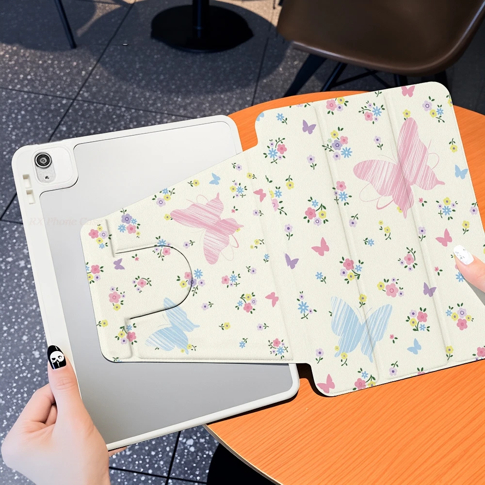 Macaron Butterfly Floral Table Case For Samsung Tab S9 Plus S9 FE Plus S10 Plus A9 A11 Plus S7 Plus S8 Plus A8 S7FE S6 Lite Case