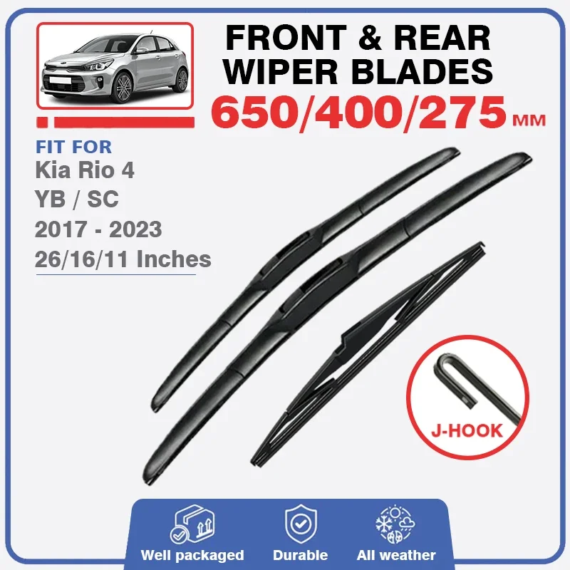 Front Rear Wiper Blades For Kia Rio 4 YB / SC 2017 - 2023 Windshield Windscreen Accessories Window Silicone Original Back Wiper