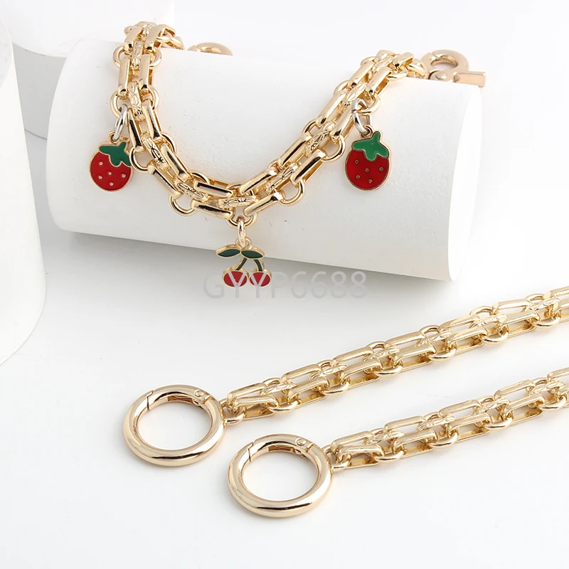 31CM/50CM Gold Metal Bags Extension Chain For Bags Flower Strawberry Pendant Multi layer Female Chain Festival Gifts Accessories