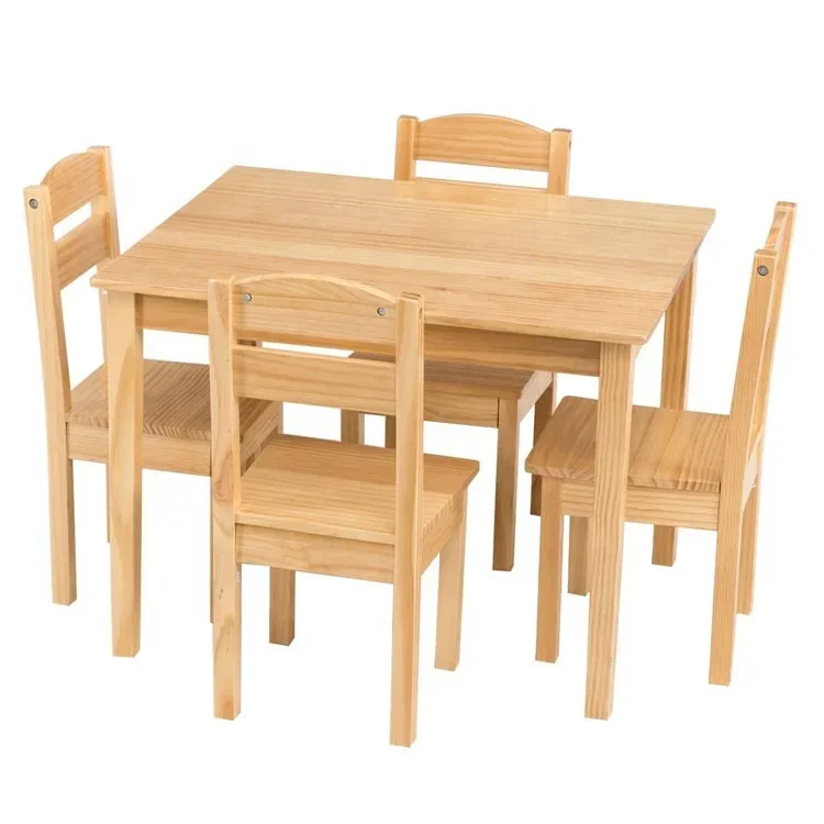 Детский деревянный стол и 4 стула для игровой комнаты, 2026 год