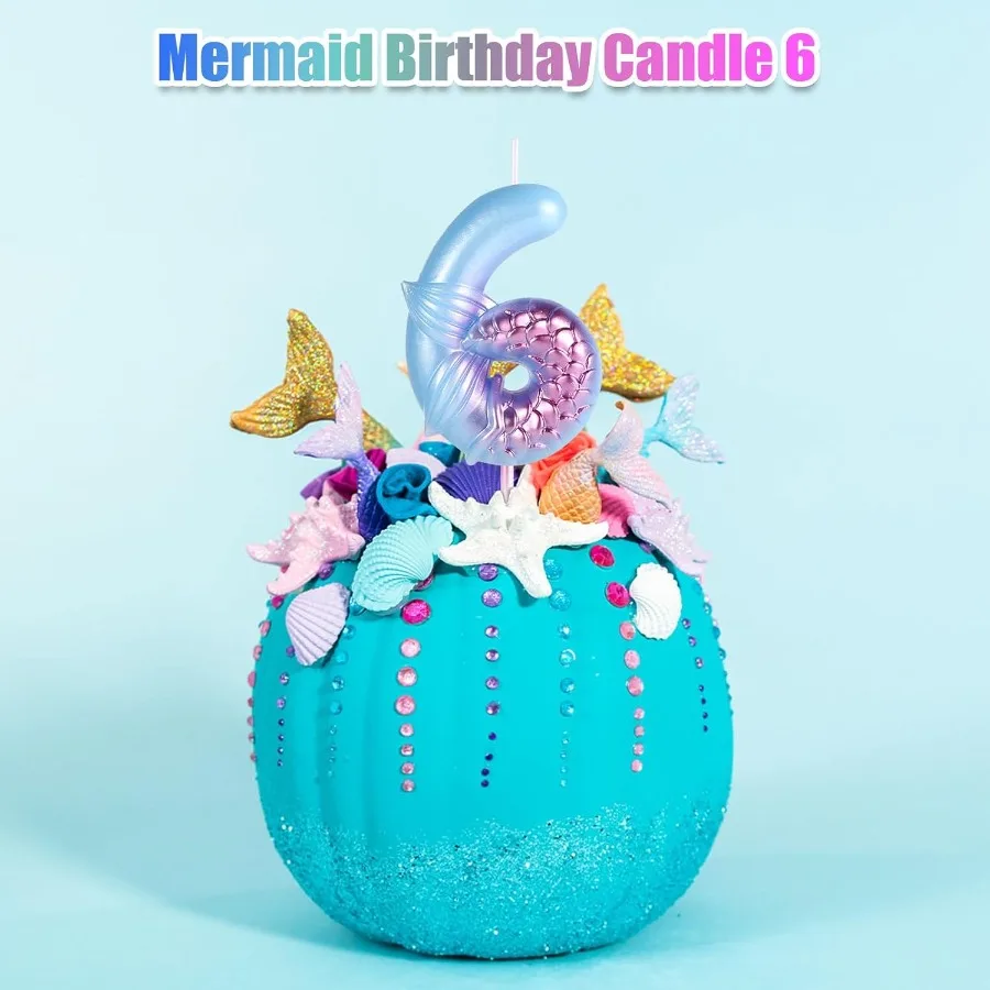 شموع عيد ميلاد حورية البحر، شموع أرقام زرقاء، شموع عيد ميلاد حورية البحر، شموع عيد ميلاد سعيد، مستلزمات حفلات أعياد الميلاد f #5