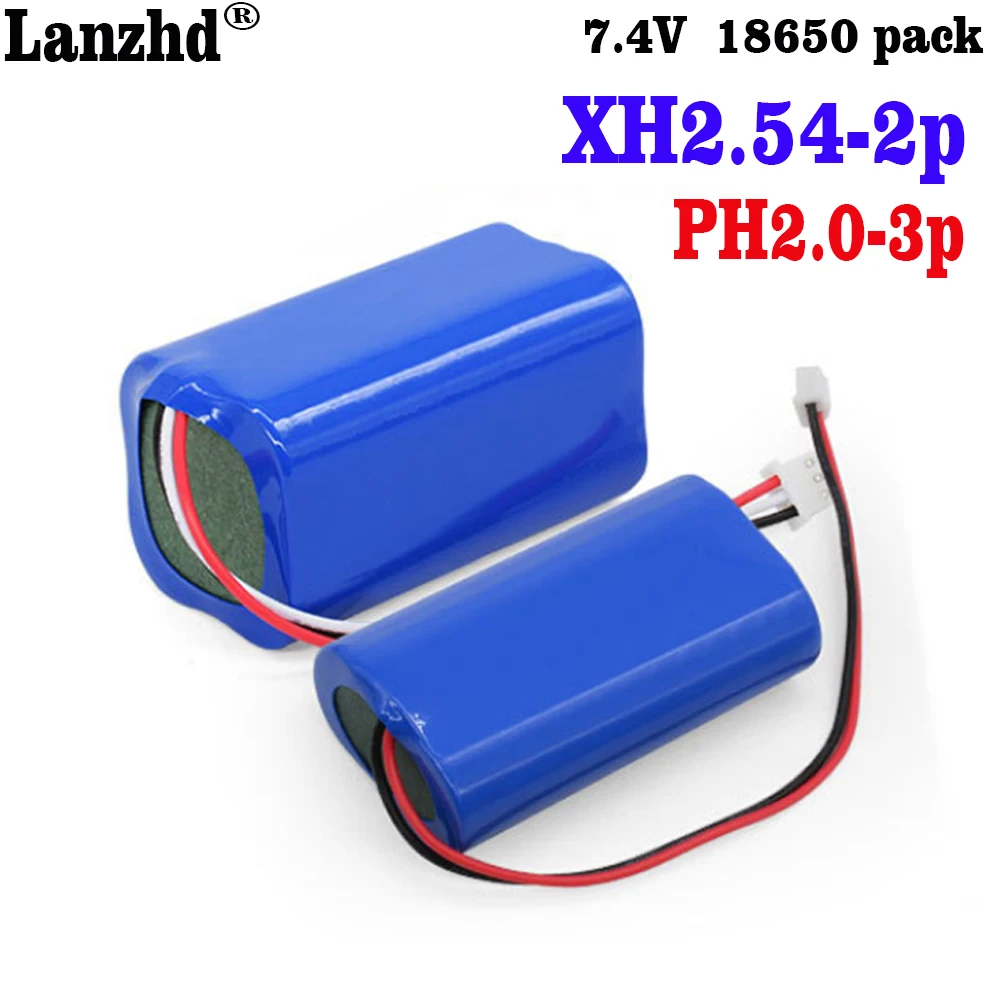 2S2P 18650 Battery Pack 7.4V 18650 Battery Welding 6000mAh with XH2.54 PH2.0 Protection Replacement Battery Recorder Loudspeaker
