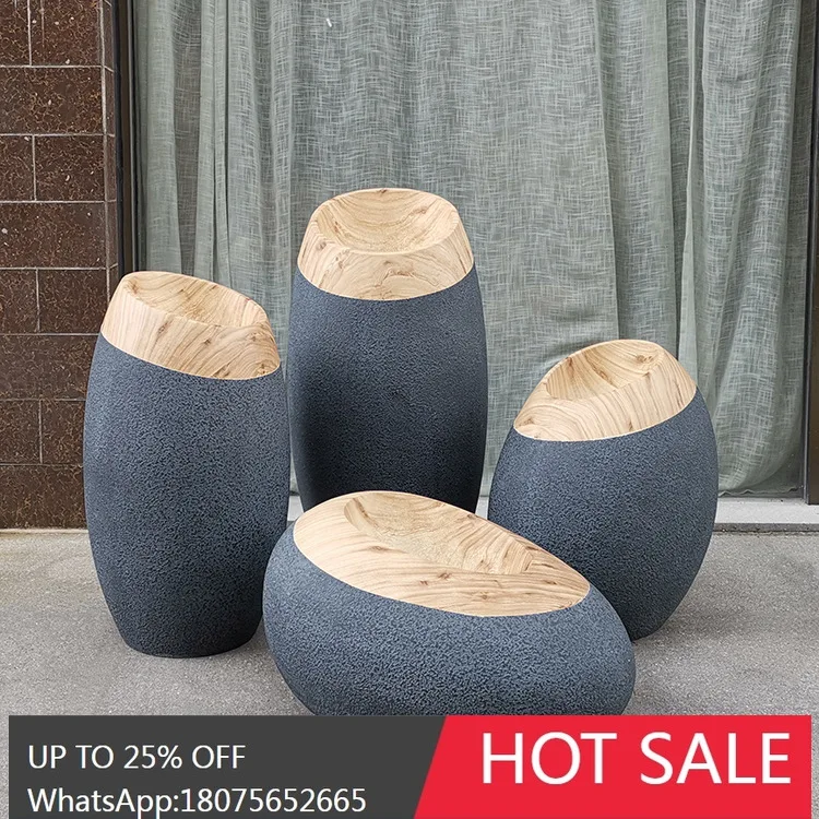 SGF Fashion Nordic Slanted Mouth Olive Bottle Wood Grain Fiberglass Floor Vase Soft Decoration