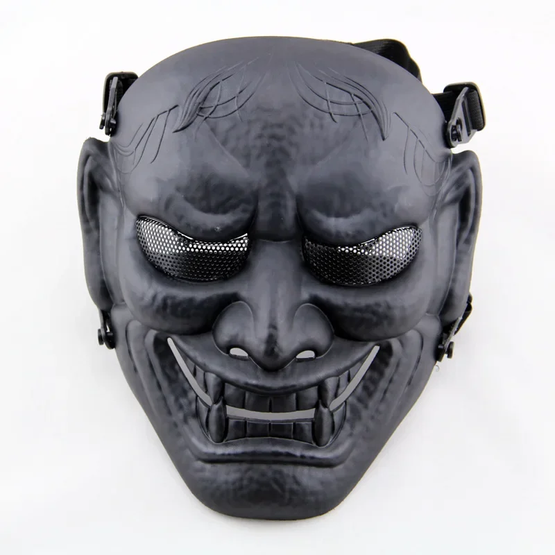 Black Prajna Mask Oni Samurais Prajna Airsoft Mask Halloween Costume Cosplay Evil Demon Monster Kabuki Samurai Hannya Mask