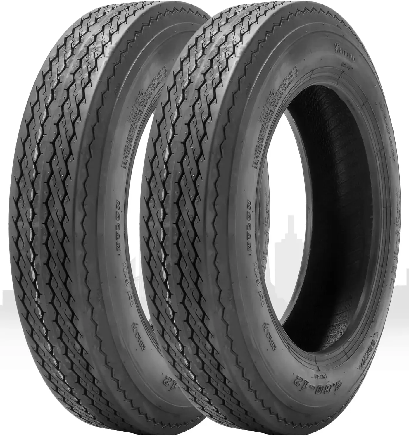 4.80-12 Trailer Tires, 4.80x12 6PR Load Range C for Log Splitter/Cement Mixer/Small Boat/Water Trailer (Pack of 2)