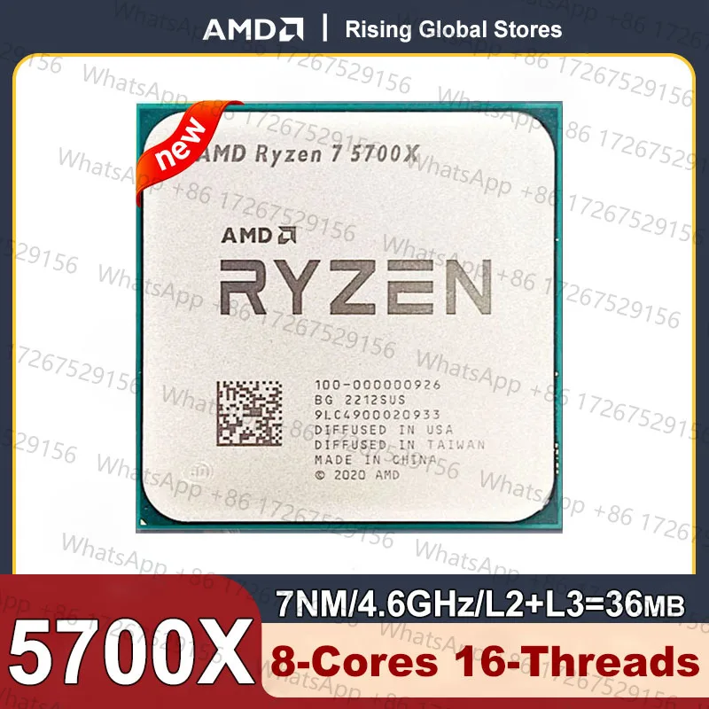 AMD Ryzen 7 5700X New R7 5700X 3.4 GHz Eight-Core 16-Thread CPU 7NM L3=32M 100-000000926 Socket AM4 but without cooler