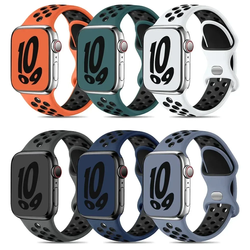 Figure 8 Buckle Sport Silicone Watch Band For Apple Watch Series 11 10 9 8 7 6 5 SE Ultra Fits 49-38mm Breathable Durable
