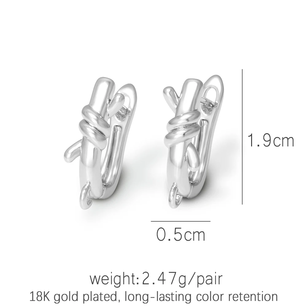 1 Pair 18K Gold/ Rhodium Plated With Zircon Earring Hook Clasps Earwire Fixtures Fastener For Jewelry Making DIY Accessories