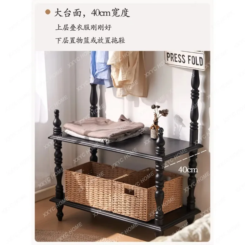 XX Retro Solid Wood Coat Rack Floor Standing Vintage Clothes Hanger for Bedroom Living Room