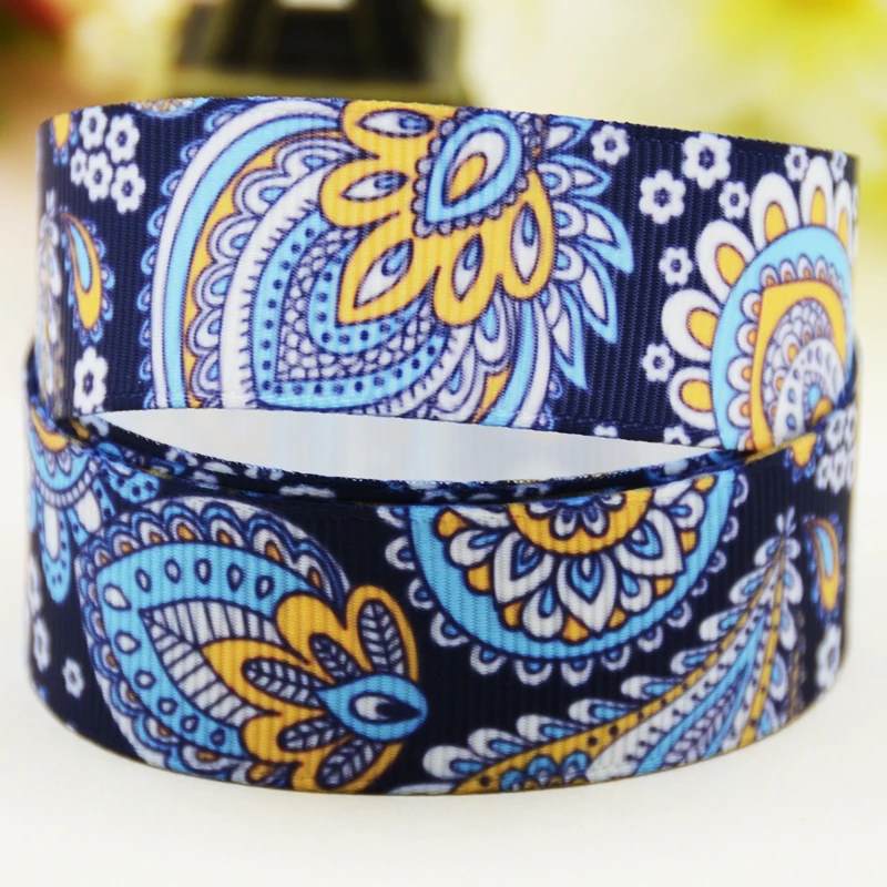 22mm 25mm 38mm 75mm Paisley pattern cartoon printed Grosgrain Ribbon party decoration 10 Yards satin ribbons