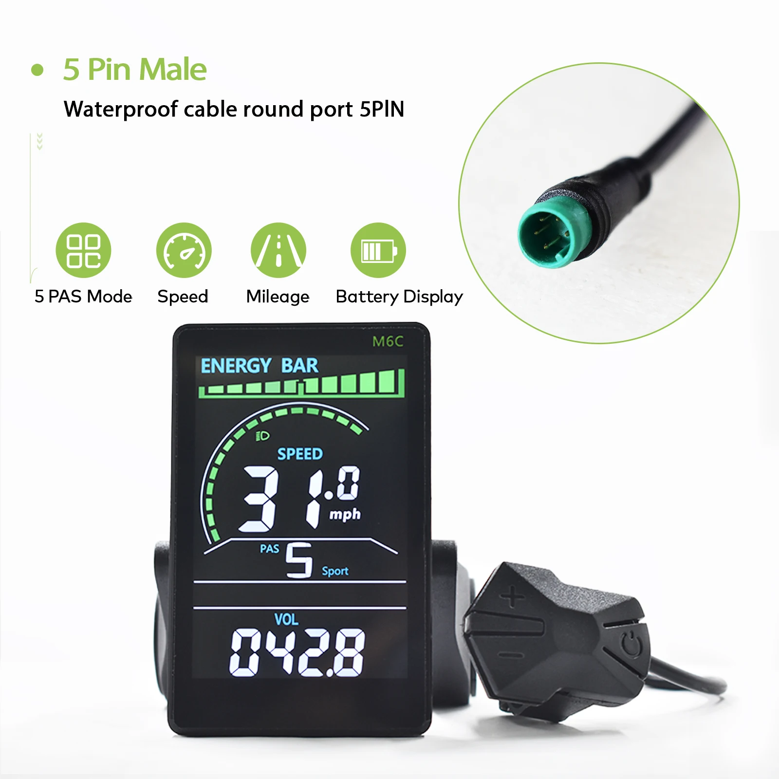 Haytrix】 Elektrische fietscomputer Digitale veelkleurige snelheidsmeter Stopwatch Elektronische fietskilometerteller Ebike-accessoires