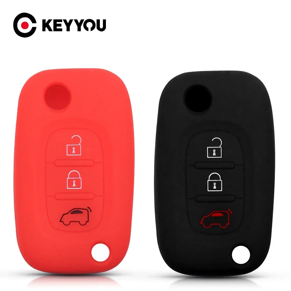 

KEYYOU Silicone Car Key Case Cover For Renault Clio 3 Kangoo Modus Megane For Benz Smart Fortwo 453 Forfour