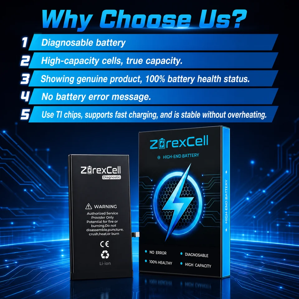 5 PIEZAS Batería de diagnóstico ZorexCell de alta capacidad compatible con iPhone 12, 12 Pro, 12 Pro Max, sin mensaje emergente 2