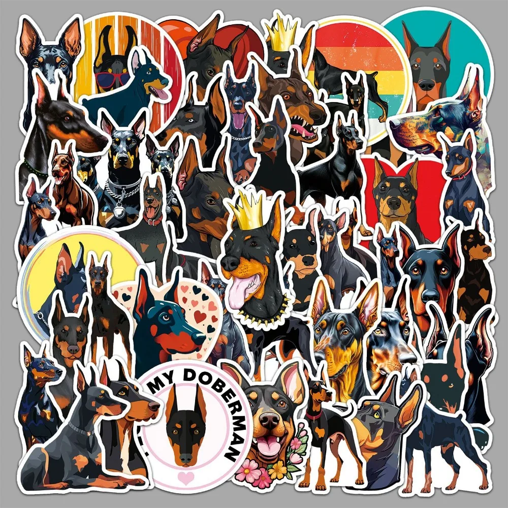 10/50Pcs Cartoon Cute Pet Dog Dobermann Animal Graffiti Stickers DIY Bicycle Skateboard Guitar Helmet Laptop Decorative Decals