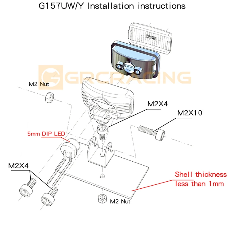 GRC Pro Version Spotlight RC Fernbedienung Modellauto mit galvanisiertem Reflektor Suchscheinwerfer 20 mm rechteckiger Scheinwerfer G157UY – Detail 16