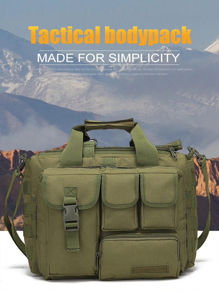 Military Sling Shoulder Bag Mult-Pockets Military Sling Backpack Multi-functional MOLLE for Hunting Climbing Cycling